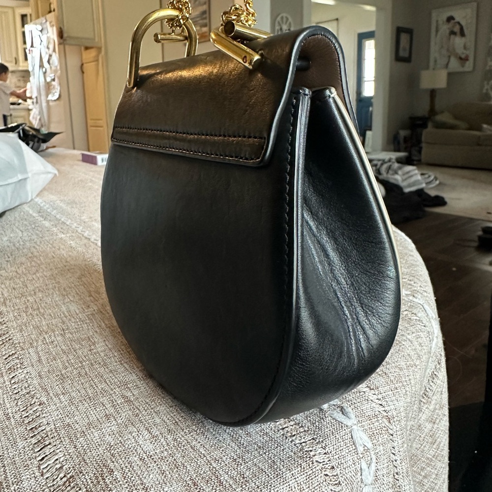 Chloe Mini Drew Crossbody - Black Python Embossed - image 5